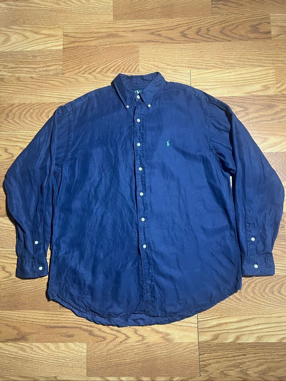 Vintage Ralph Lauren Men’s Blake Silk Linen Button Shirt Large